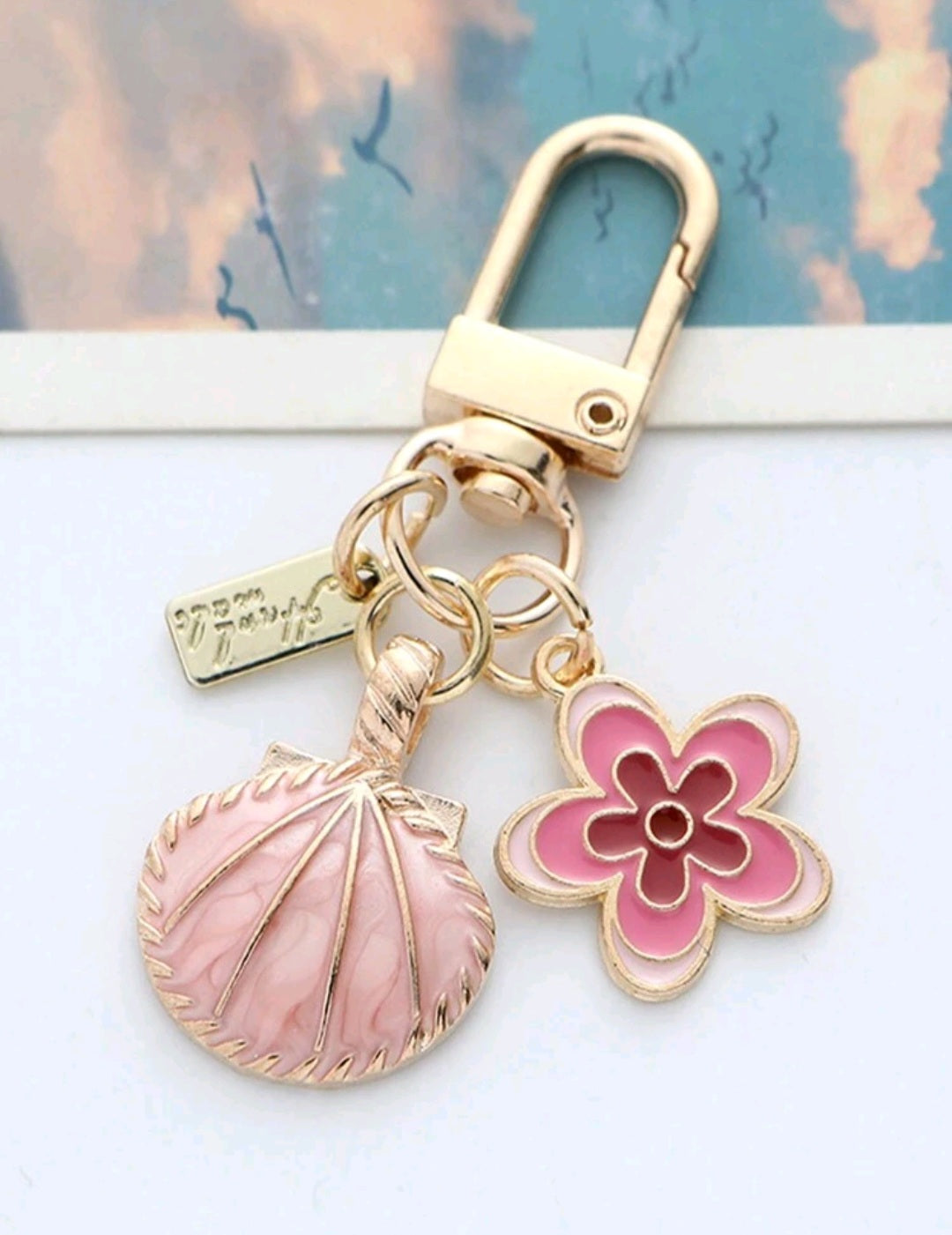 Floral Shell Mini Bag Charm