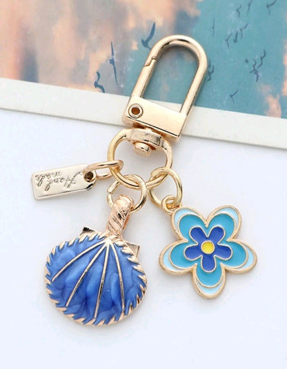 Floral Shell Mini Bag Charm