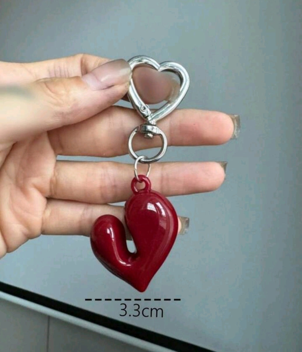 Asymmetric Red Heart Bag Charm