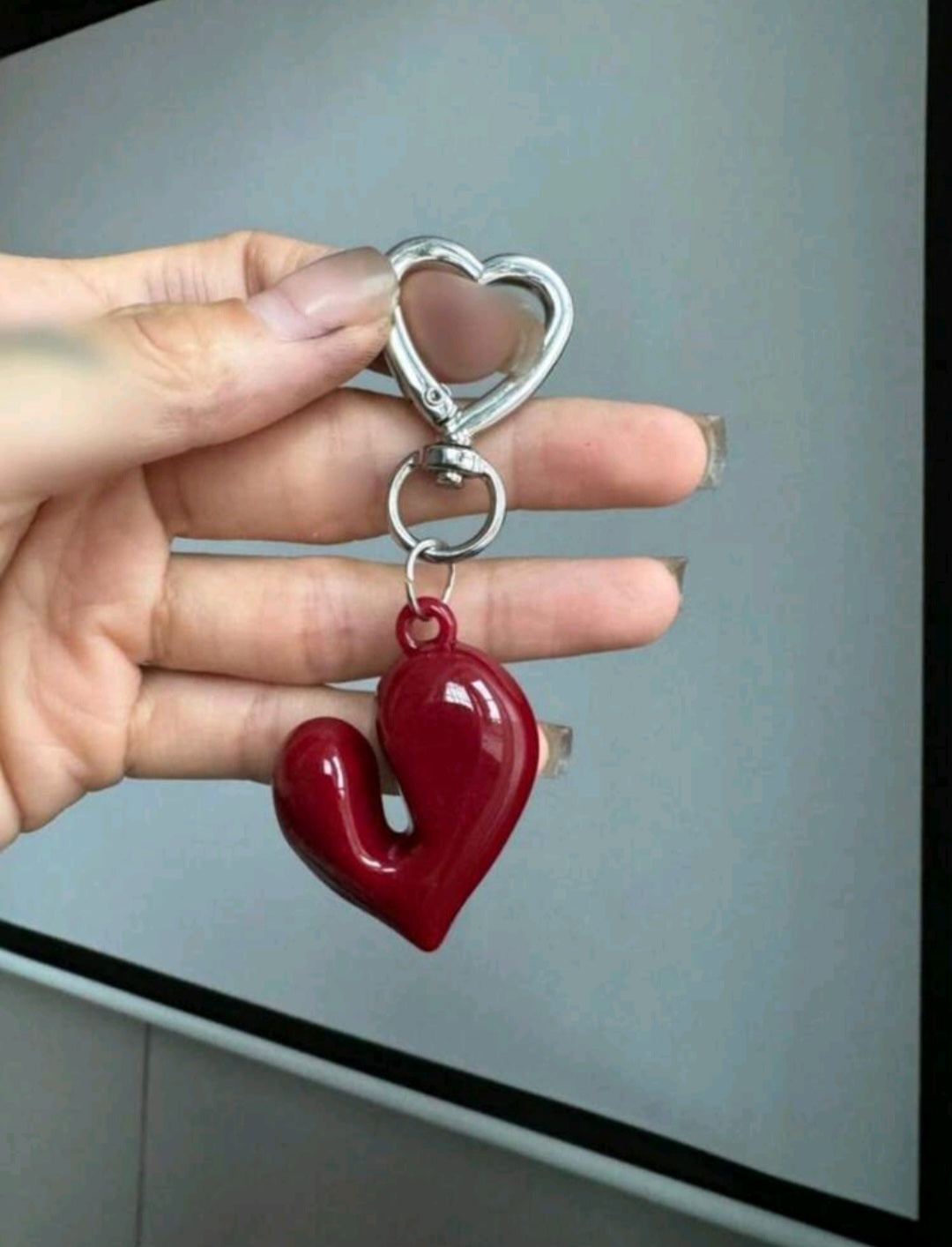 Asymmetric Red Heart Bag Charm