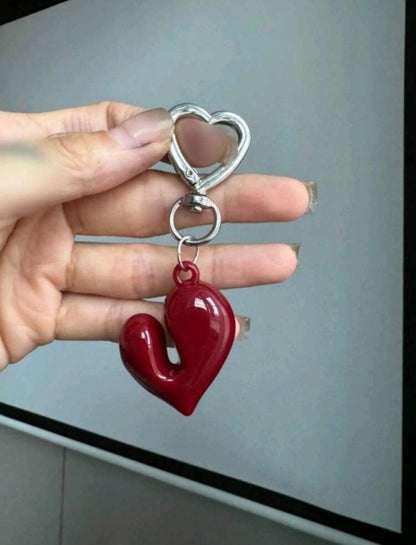 Asymmetric Red Heart Bag Charm