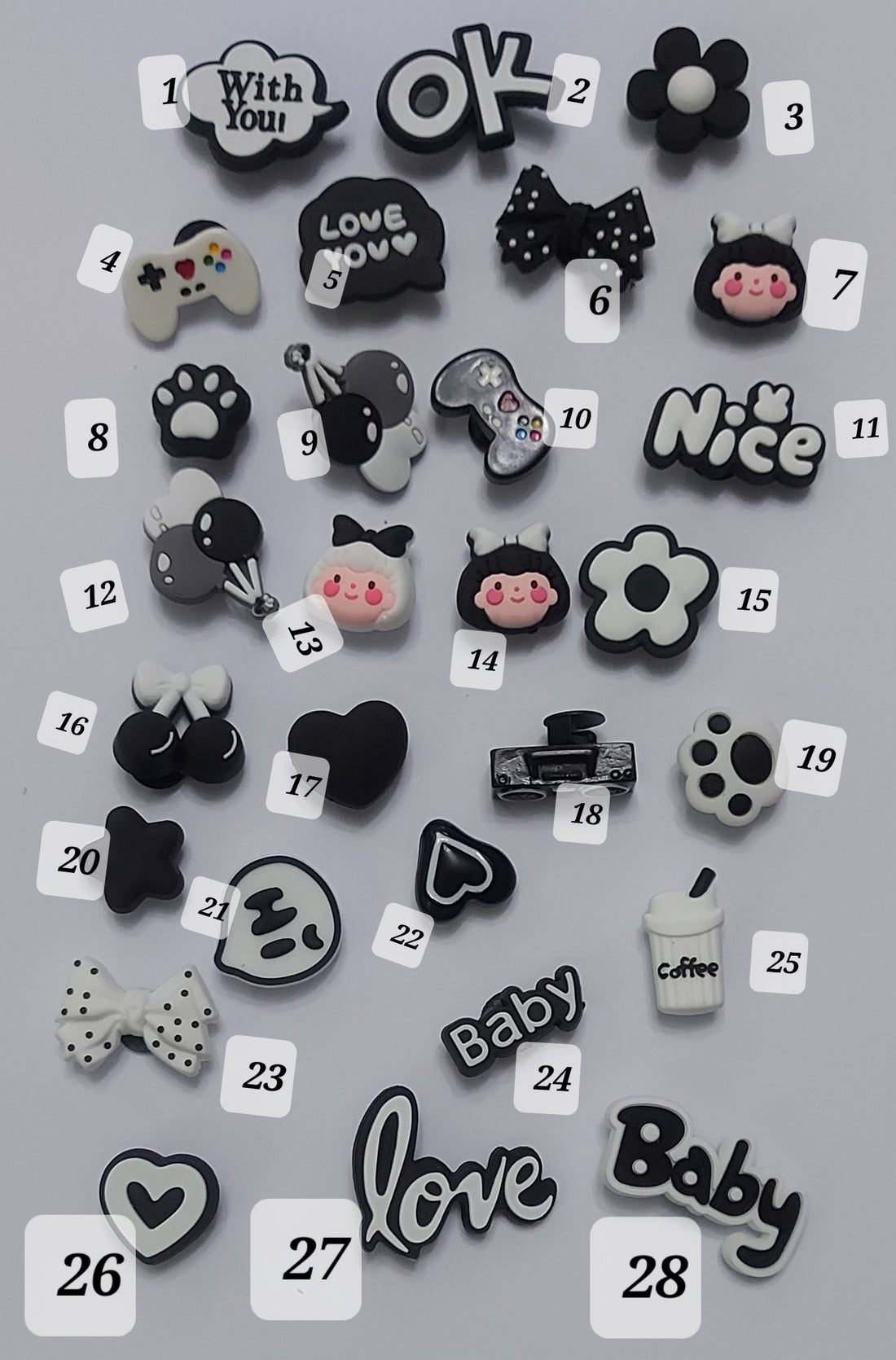 Black &amp; White Crocs Charms